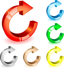 Set of round glass arrow different colors