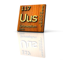 Ununseptium from Periodic Table of Elements - wood board