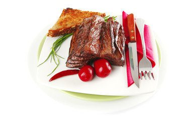 cutted meat with bread