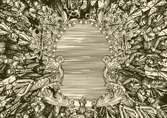 Sketch styled group picture with banner