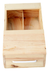 caissette coffret bois vide pour bouteilles vin, fond blanc