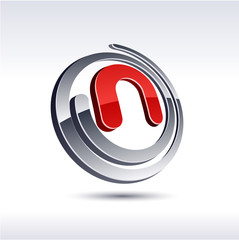 3D n letter icon.