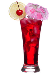 red alcohol cocktail with lemon