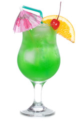 green cocktail with orange