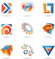 Abstract blue and orange Icon Set 12