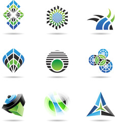 Abstract blue black and green Icon Set 17