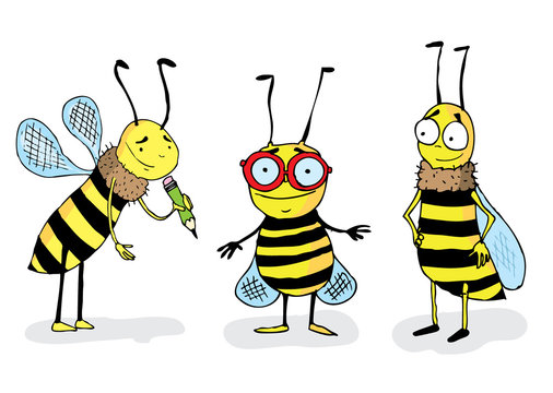 three bees illustration