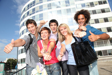 Group of friends at college campus