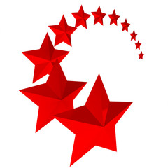 Eleven red stars on white background