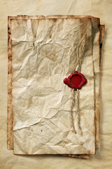 Blank papers with wax seal