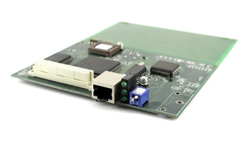 Old peripheral controller cards for computer. Shallow DOF.