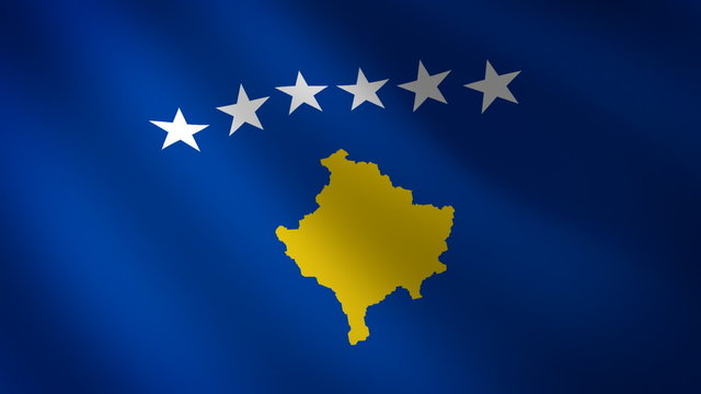 Bandera de Kosovo ondulante al viento. Bucle continuo