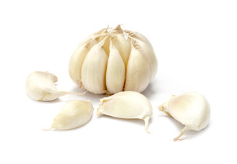 Garlics on white background