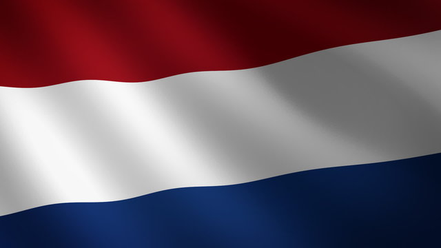 Bandera de Holanda ondulante al viento. Bucle continuo