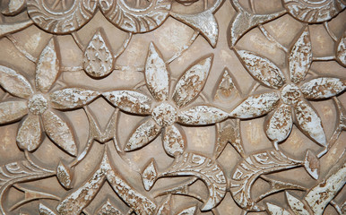 Detail of Islamic craftmanship: floral motifs at Alhambra palace
