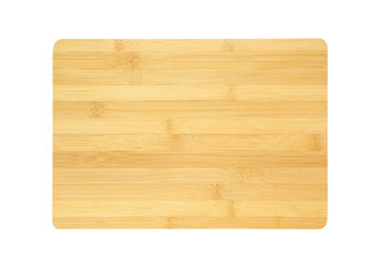 Bamboo chopping board isolated on white background