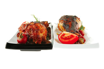 grilled drumstick on plates