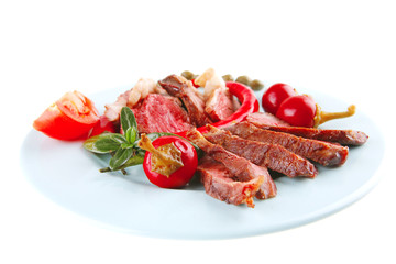 roast beef slices on dish