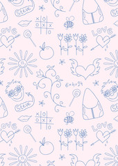 Seamless doodle school pattern for girls