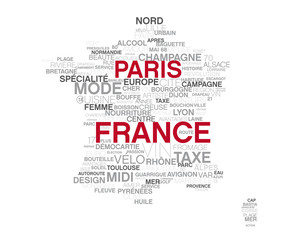 carte de france, image mots sur le thème de la france