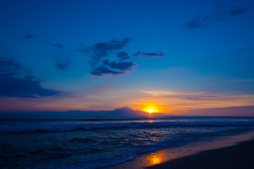 Fototapeta premium Tropical sunset on the beach. Lombok island. Indonesia