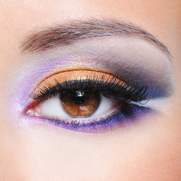 Female eye with fashion saturated make-up