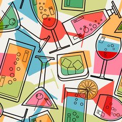 Cocktails seamless pattern