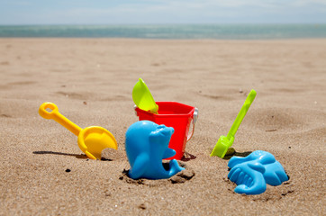 colorful plastic beach toys