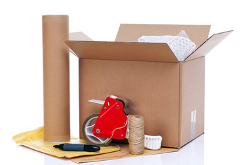 Packaging items isolated on a white background