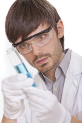 scientist with flask