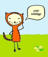 Cute kid in cat costume