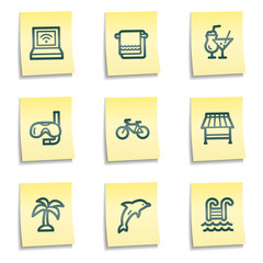 Vacation web icons, yellow notes series