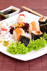 close-up of sushi on plate