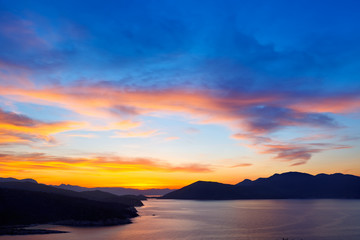 Beautiful sunset over Aegean sea, Greece