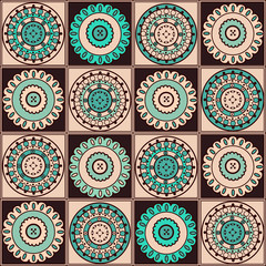 Abstract blue decoration elements on brown background