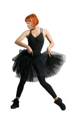 Naklejka premium Red ballerina wearing tutu