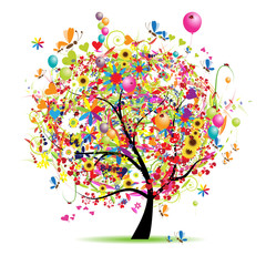 Fototapety  Happy holiday, funny tree with balloons