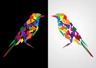 Tissu par mètre Animaux géométriques Illustration vectorielle d& 39 oiseau artistique abstrait coloré