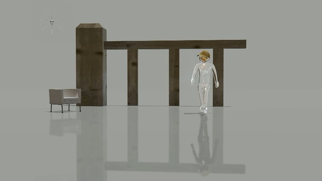 Gl&auml;serne Figur, die hin und her geht