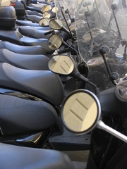 Motorbikes lined up