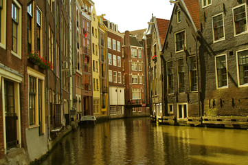 Fototapeta na wymiar Amsterdam, Netherlands, channel houses - summer 2010