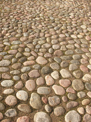 Paving of the granite cobblestones