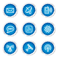 Communication web icons, blue stickers series