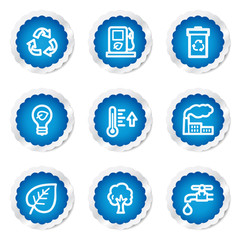 Ecology web icons set 1, blue stickers series