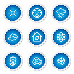 Ecology web icons set 2, blue stickers series