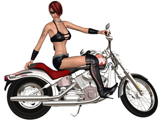 Fototapeta na wymiar Sexy biker girl and her bike