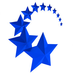 Eleven Blue stars on white background