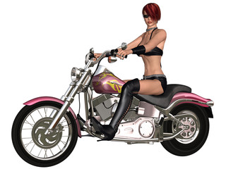 Obraz na płótnie Canvas Sexy biker girl and her bike