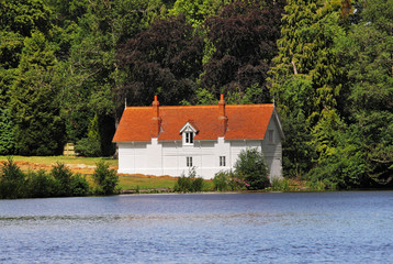 Whitewashed Lakeside House