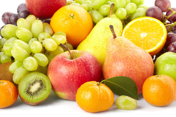 fresh fruits on the white background